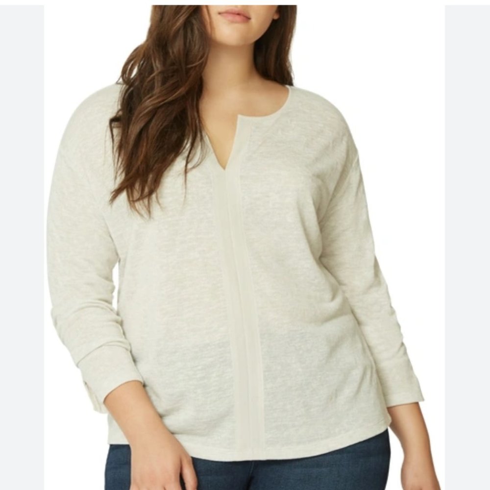 Sanctuary Hanna Split Neck Lightweight Heather Long Sleeve Sweater Size 1X